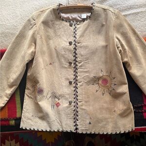 Suede jacket with Native American designs
